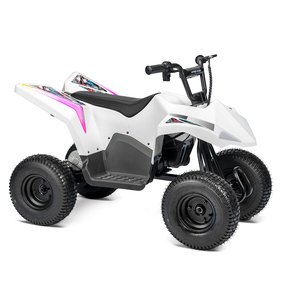 Electric 4-Wheeler ATV for Kids Teens | Hyper Quad - White - Side